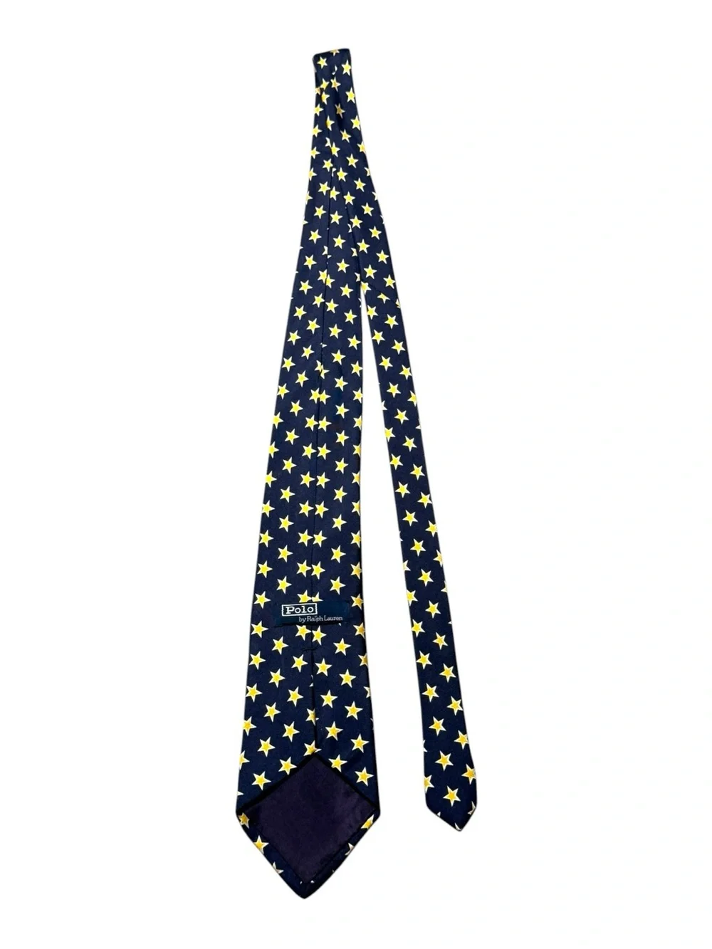 Polo by Ralph Lauren Navy Tie with Yellow Star Motif